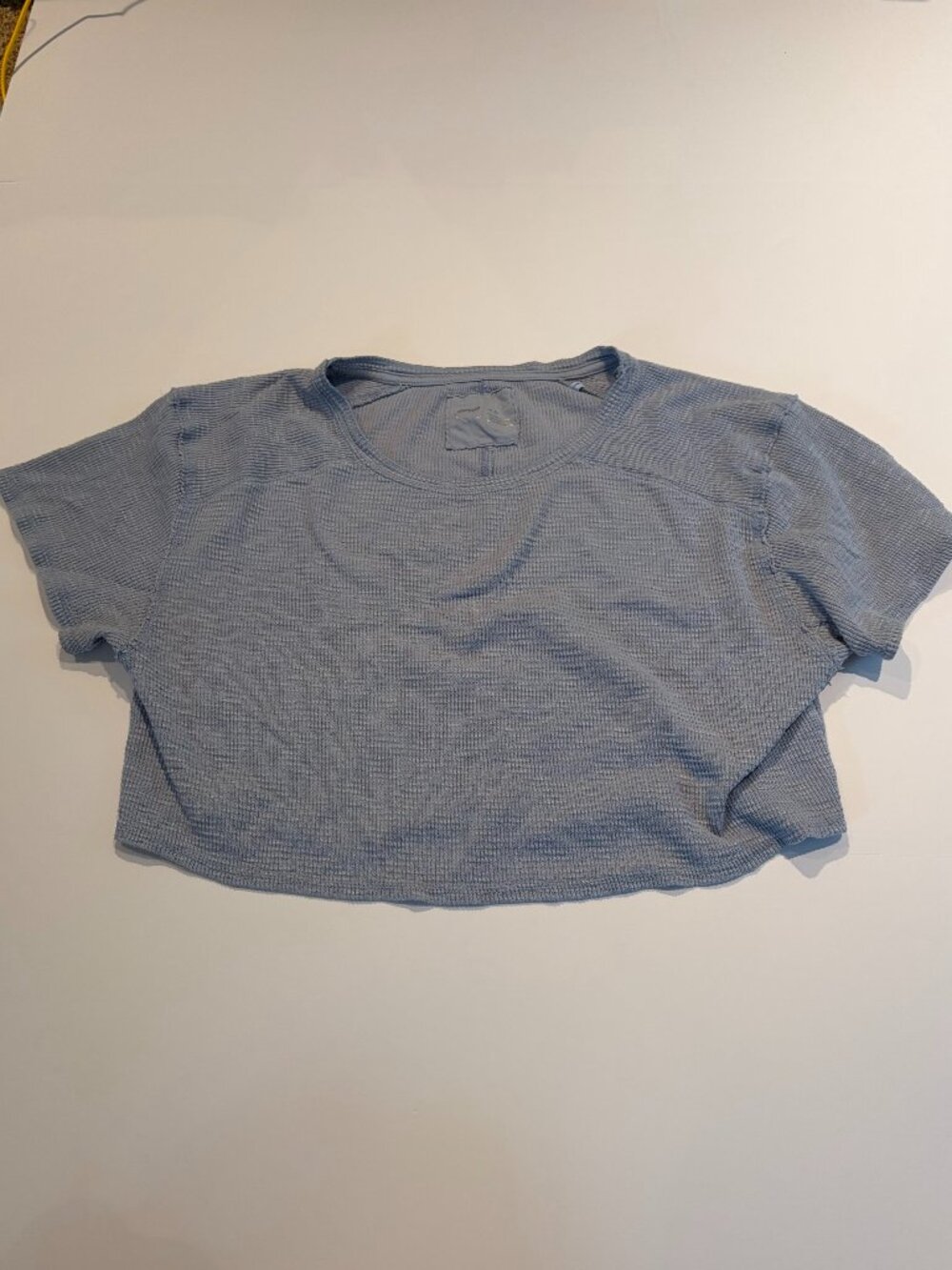 Aerie Baby Blue Waffle Knit Cropped T-Shirt